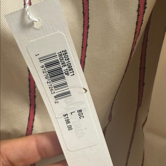 TRINA TURK striped Cream and Red Women's Top - Picture 4 of 5